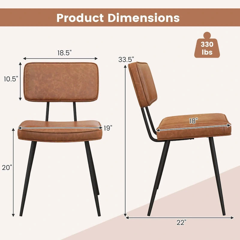 Chaises de salle à manger avec revêtement en cuir PU et éponge de rembourrage