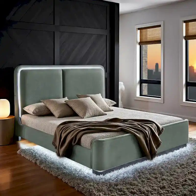 Noe Fabric Upholstered LED Platform Bed by iNSPIRE Q Modern