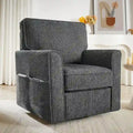 Fauteuil d'appoint "Barrel" avec poches latéralesChaise de bureau pivotante à 360° en tissu chenille
