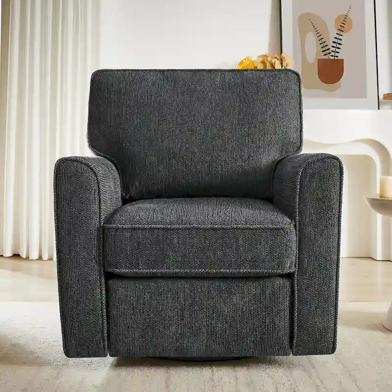 Fauteuil d'appoint "Barrel" avec poches latéralesChaise de bureau pivotante à 360° en tissu chenille