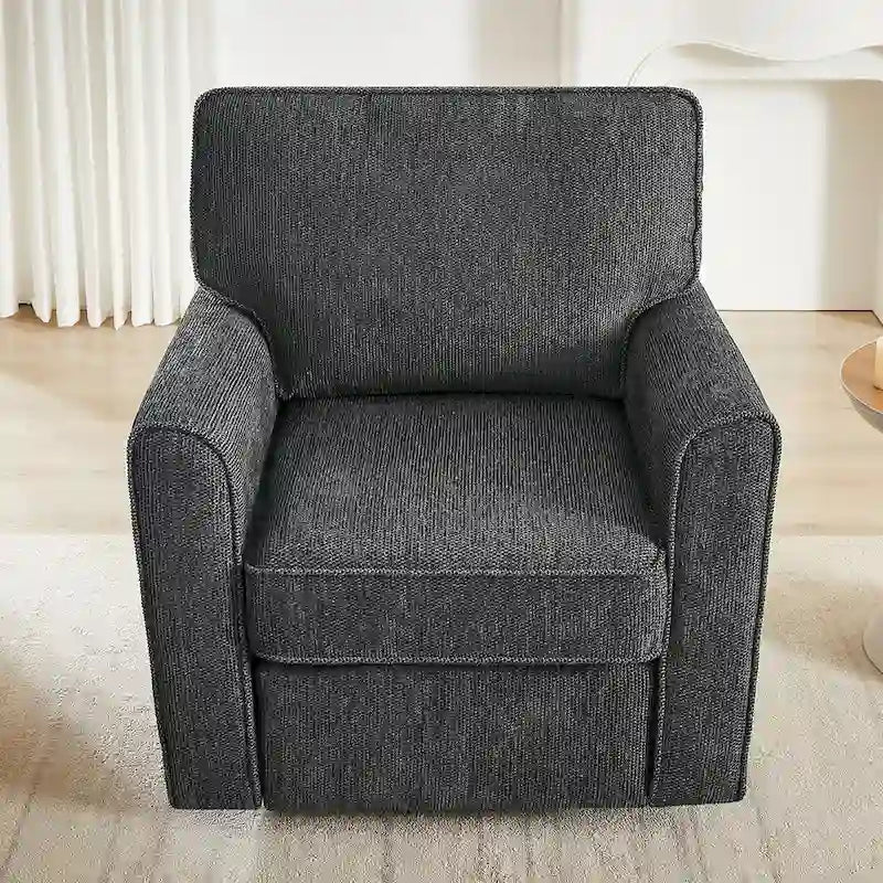 Fauteuil d'appoint "Barrel" avec poches latéralesChaise de bureau pivotante à 360° en tissu chenille