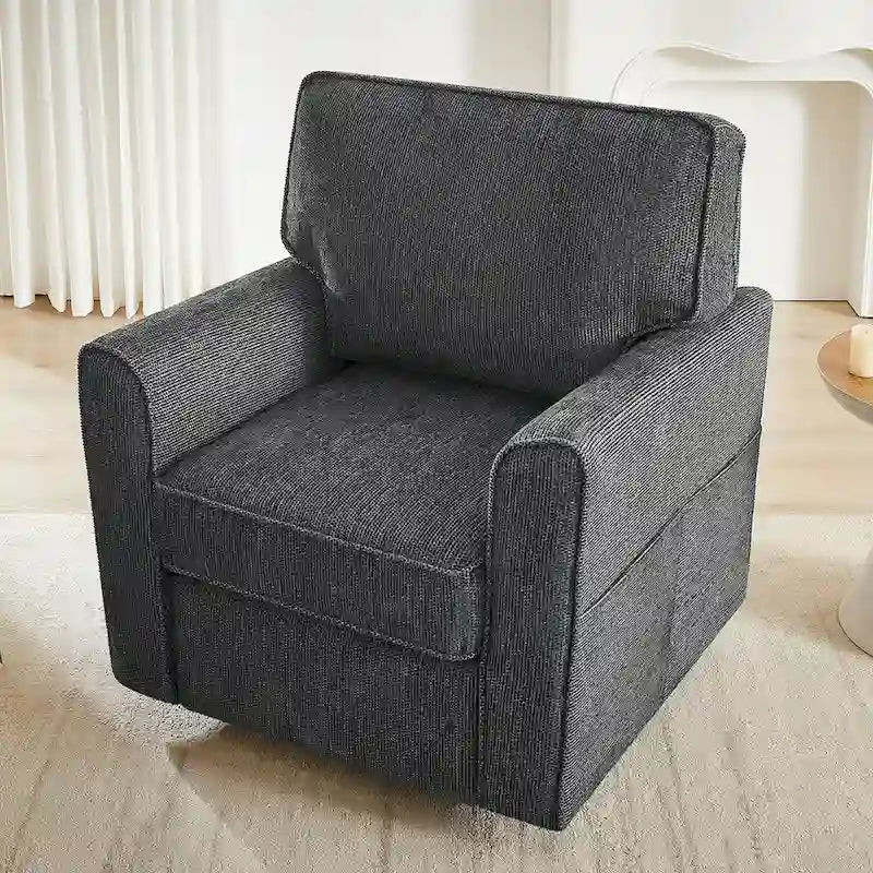Fauteuil d'appoint "Barrel" avec poches latéralesChaise de bureau pivotante à 360° en tissu chenille