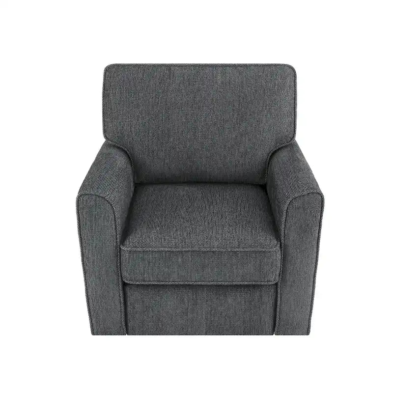 Fauteuil d'appoint "Barrel" avec poches latéralesChaise de bureau pivotante à 360° en tissu chenille