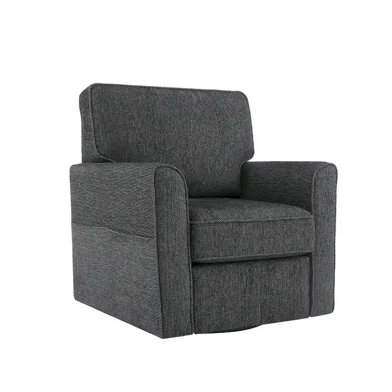 Fauteuil d'appoint "Barrel" avec poches latéralesChaise de bureau pivotante à 360° en tissu chenille