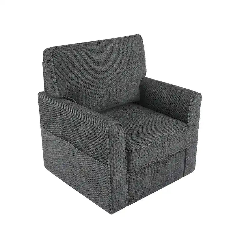 Fauteuil d'appoint "Barrel" avec poches latéralesChaise de bureau pivotante à 360° en tissu chenille