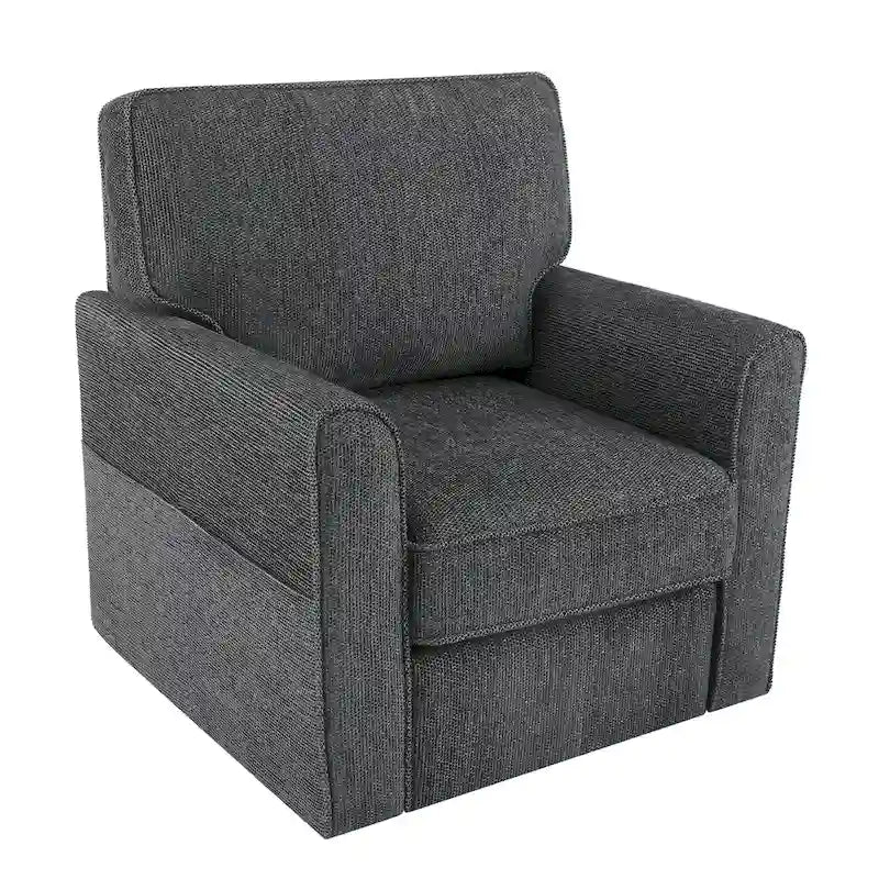 Fauteuil d'appoint "Barrel" avec poches latéralesChaise de bureau pivotante à 360° en tissu chenille