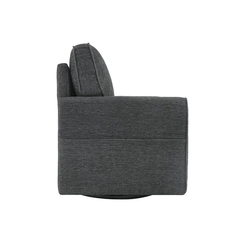 Fauteuil d'appoint "Barrel" avec poches latéralesChaise de bureau pivotante à 360° en tissu chenille