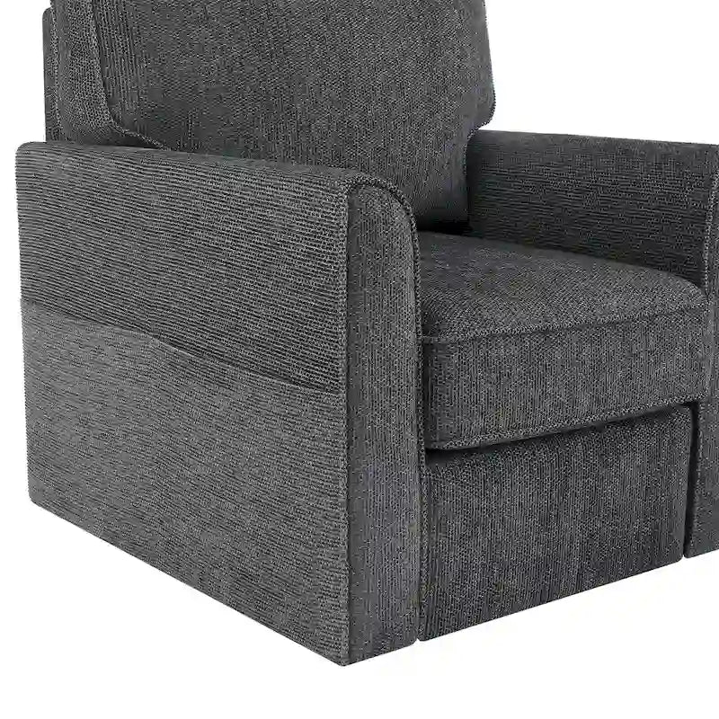 Fauteuil d'appoint "Barrel" avec poches latéralesChaise de bureau pivotante à 360° en tissu chenille