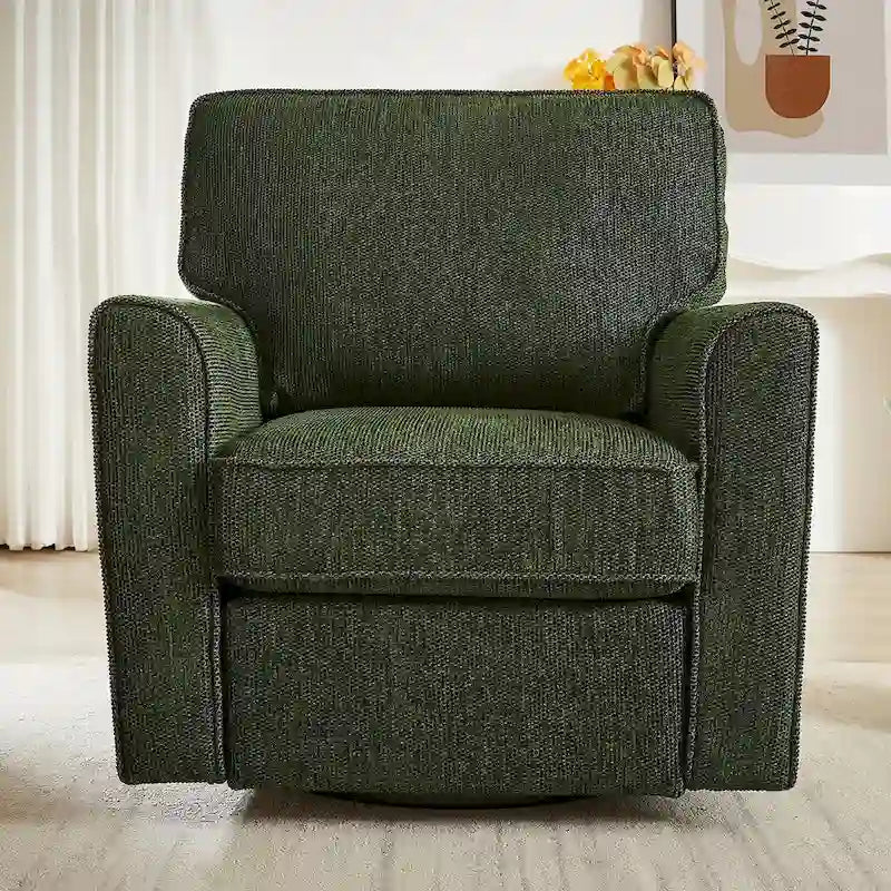 Fauteuil d'appoint "Barrel" avec poches latéralesChaise de bureau pivotante à 360° en tissu chenille