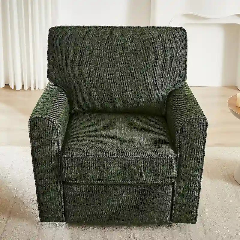 Fauteuil d'appoint "Barrel" avec poches latéralesChaise de bureau pivotante à 360° en tissu chenille