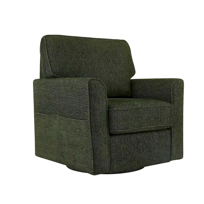 Fauteuil d'appoint "Barrel" avec poches latéralesChaise de bureau pivotante à 360° en tissu chenille