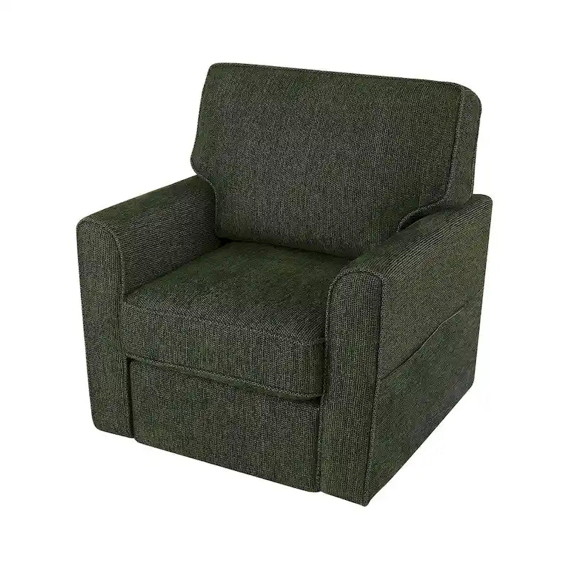 Fauteuil d'appoint "Barrel" avec poches latéralesChaise de bureau pivotante à 360° en tissu chenille