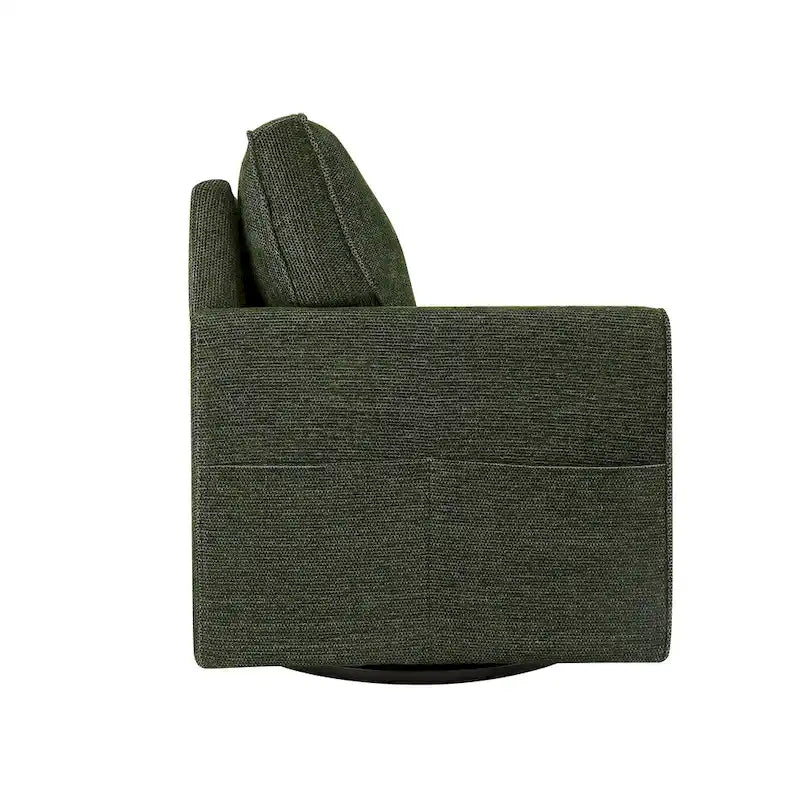 Fauteuil d'appoint "Barrel" avec poches latéralesChaise de bureau pivotante à 360° en tissu chenille