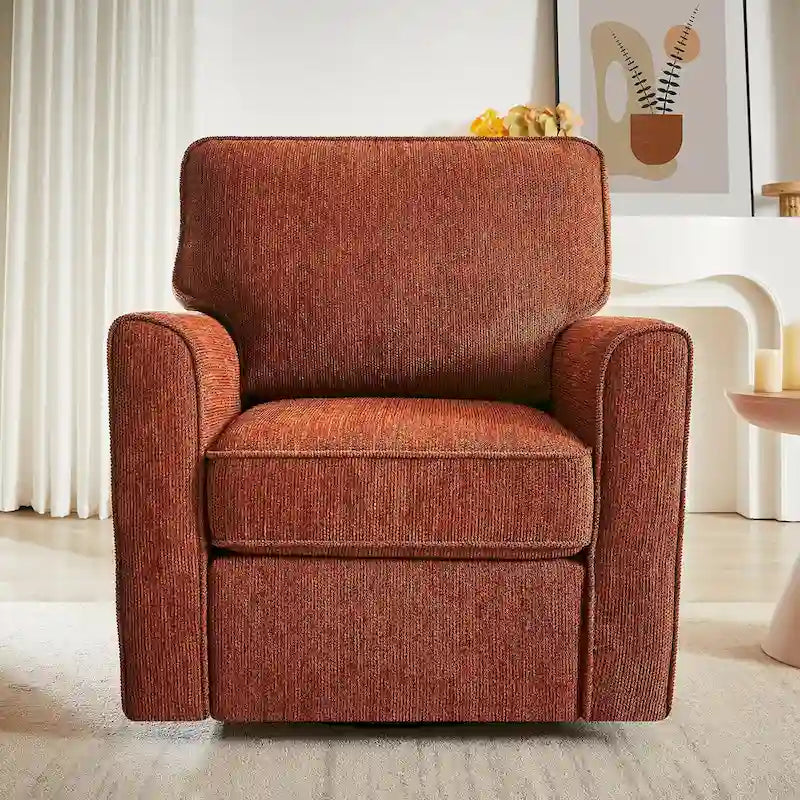 Fauteuil d'appoint "Barrel" avec poches latéralesChaise de bureau pivotante à 360° en tissu chenille