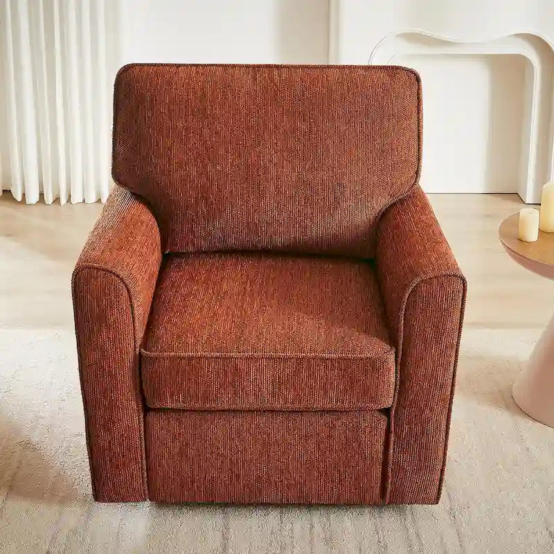 Fauteuil d'appoint "Barrel" avec poches latéralesChaise de bureau pivotante à 360° en tissu chenille