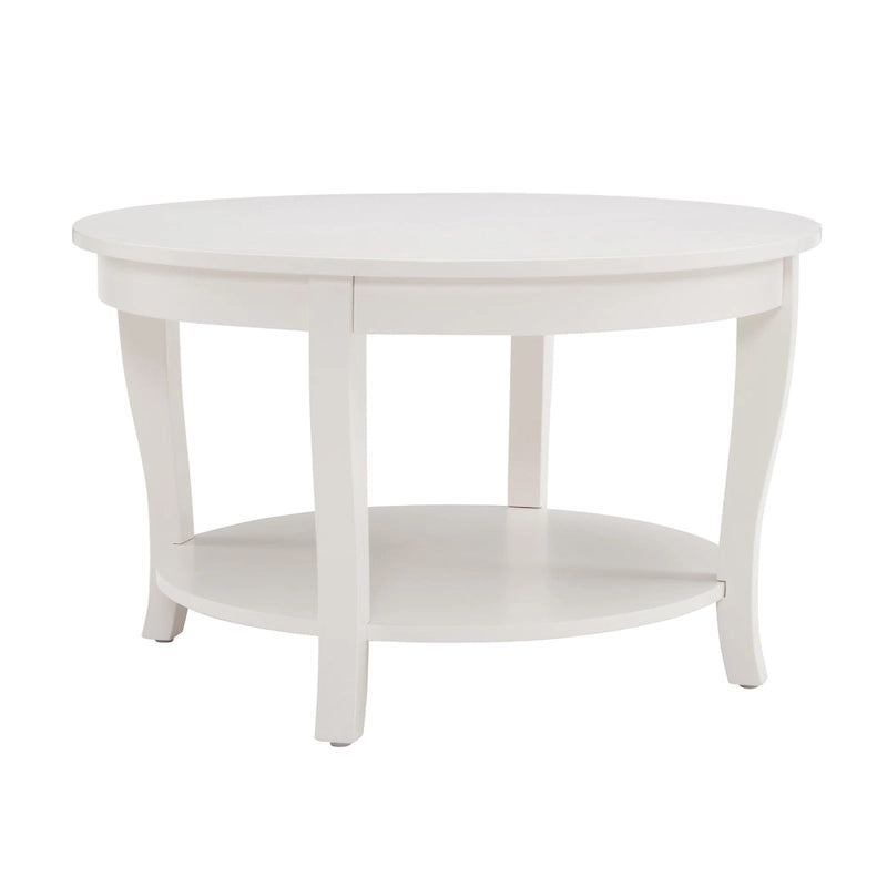 Table basse ronde traditionnelle en bois avec étagères de rangement ouvertes, pour salon, chambre, appartement, studio