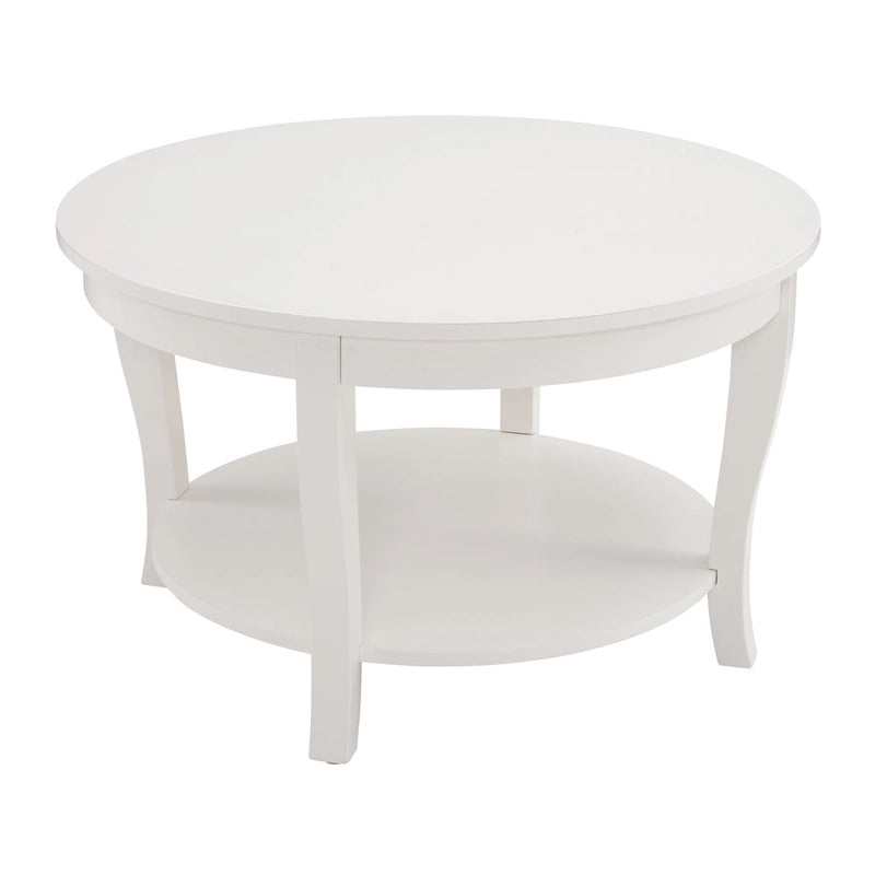 Table basse ronde traditionnelle en bois avec étagères de rangement ouvertes, pour salon, chambre, appartement, studio