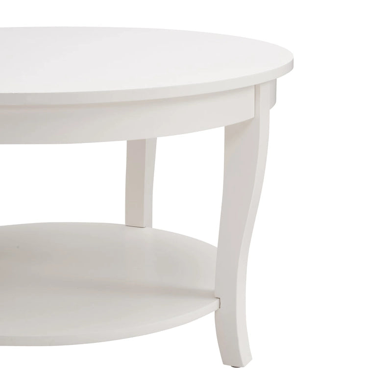 Table basse ronde traditionnelle en bois avec étagères de rangement ouvertes, pour salon, chambre, appartement, studio