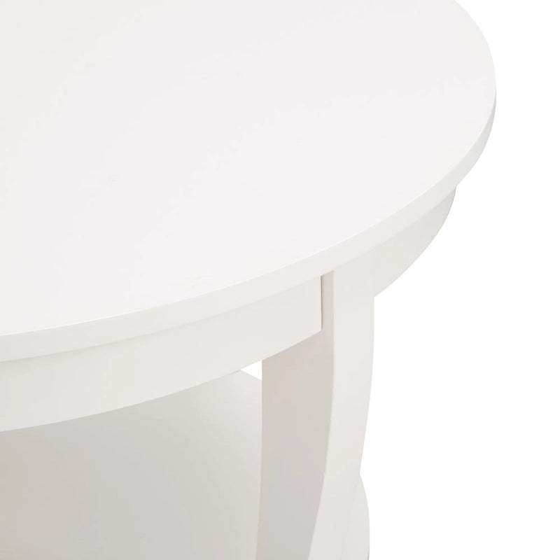 Table basse ronde traditionnelle en bois avec étagères de rangement ouvertes, pour salon, chambre, appartement, studio