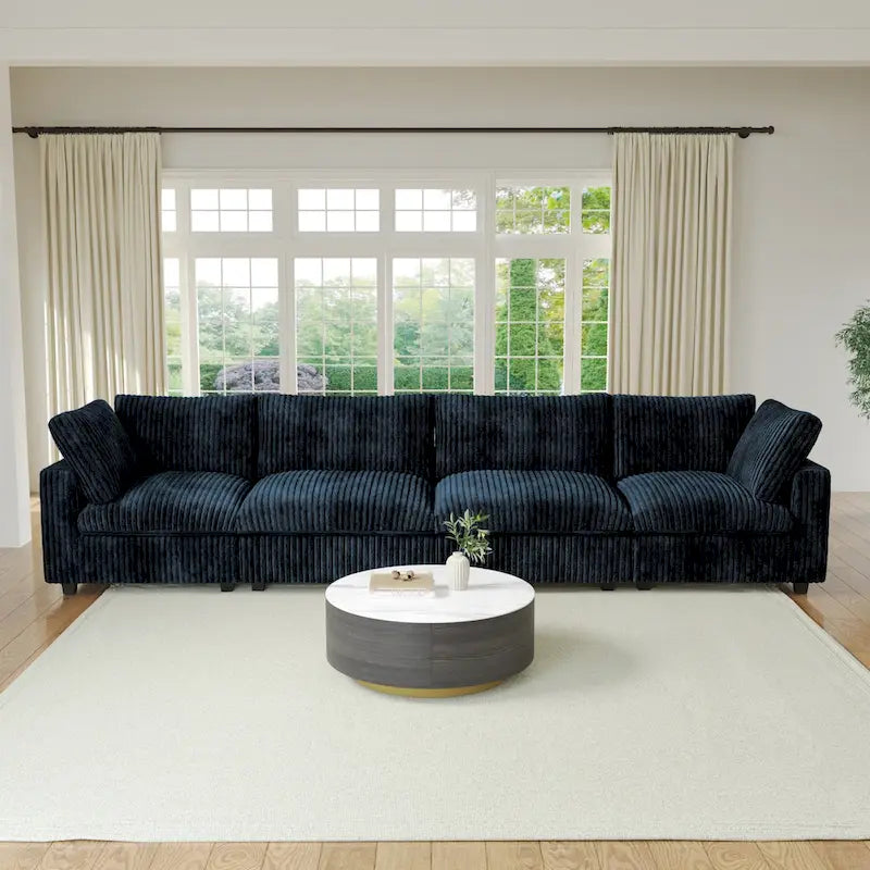 157.48 Soft Plush Modular Sectional Sofa 4-Seater Upholstered Living Room Couch