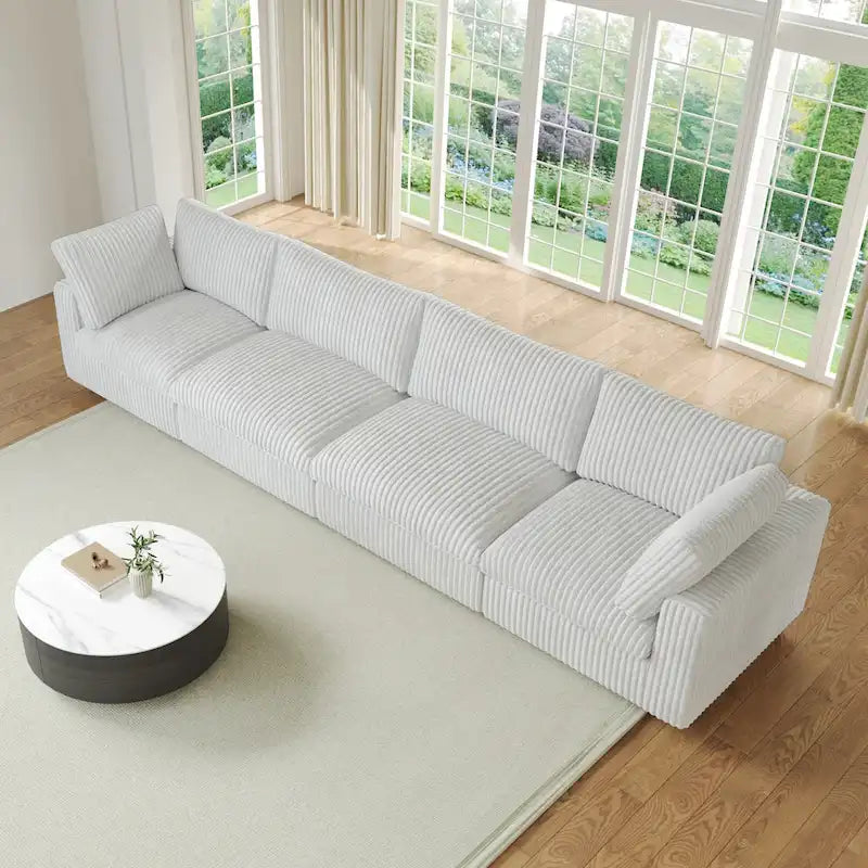 157.48 Soft Plush Modular Sectional Sofa 4-Seater Upholstered Living Room Couch