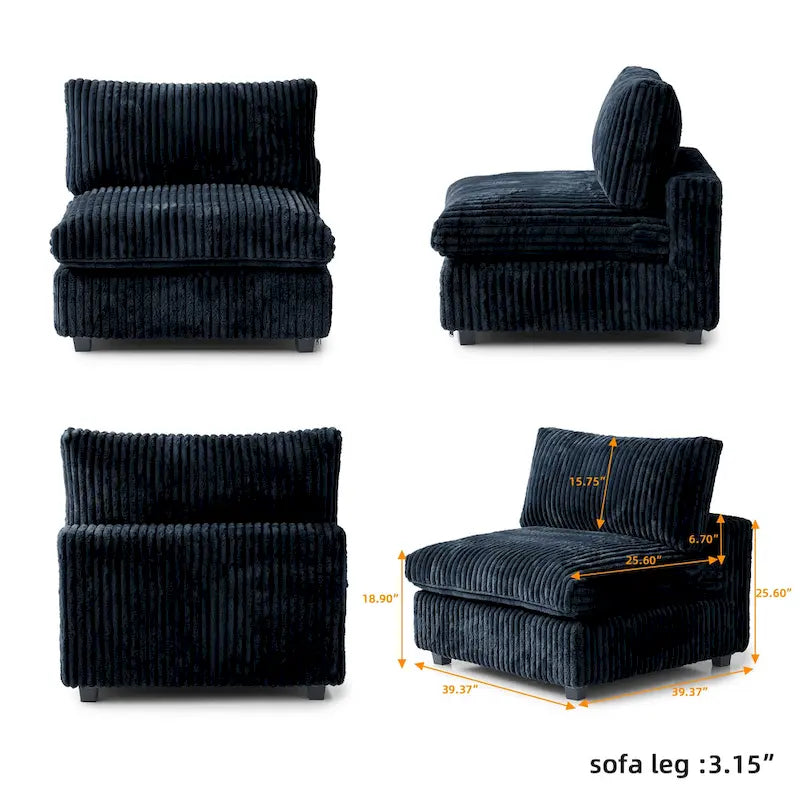 157.48 Soft Plush Modular Sectional Sofa 4-Seater Upholstered Living Room Couch