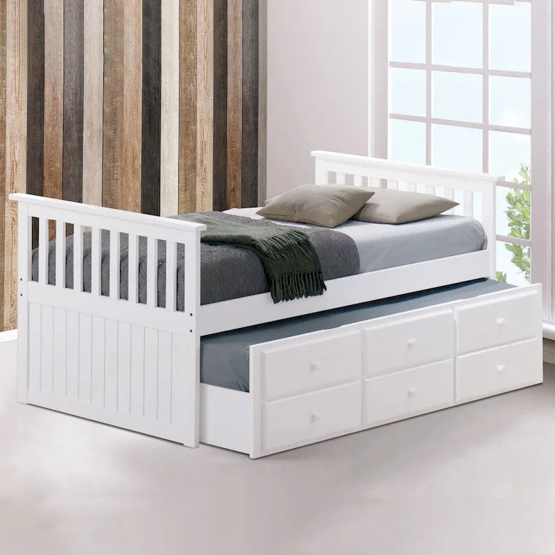 Furniture of America Zorina Twin Captain Bed with Trundle and Three Drawers