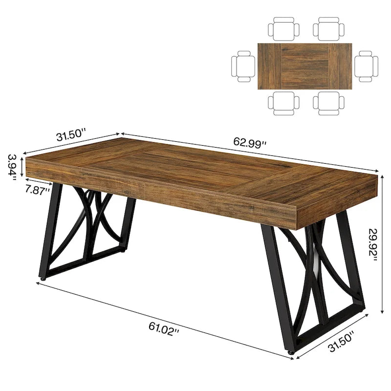 Table de conférence de 63 pouces pour 6-8 personnes, Table de réunion rectangulaire