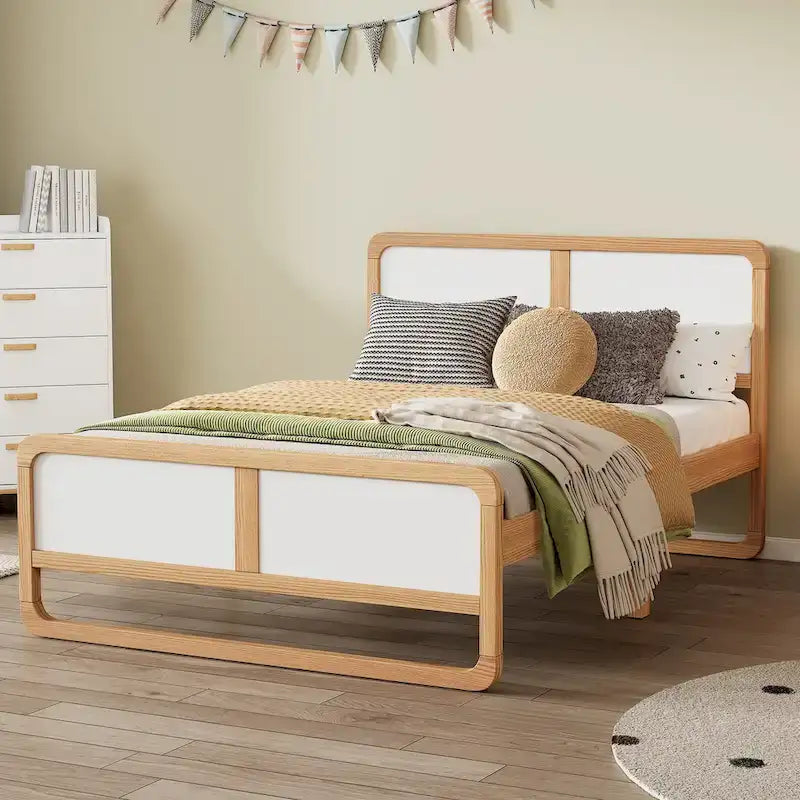 Lit plateforme moderne en bois massif avec pieds de support pour adultes pour chambre à coucher