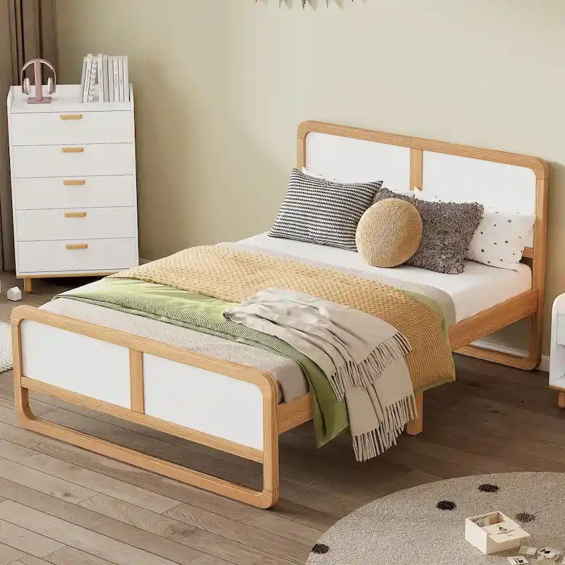 Lit plateforme moderne en bois massif avec pieds de support pour adultes pour chambre à coucher