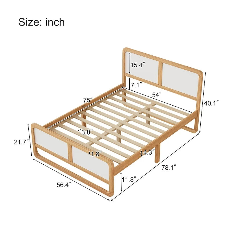Lit plateforme moderne en bois massif avec pieds de support pour adultes pour chambre à coucher
