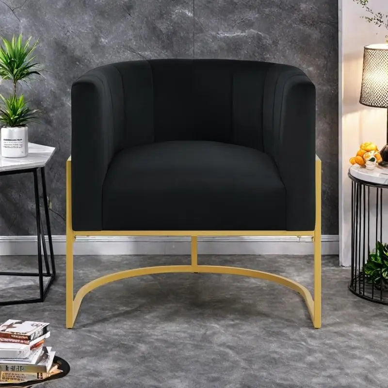 Fauteuil d'appoint Mid-Century avec structure en métal et dossier incurvé