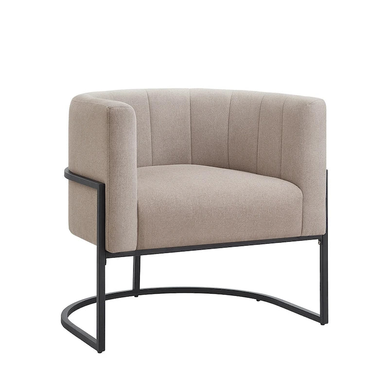 Fauteuil d'appoint Mid-Century avec structure en métal et dossier incurvé
