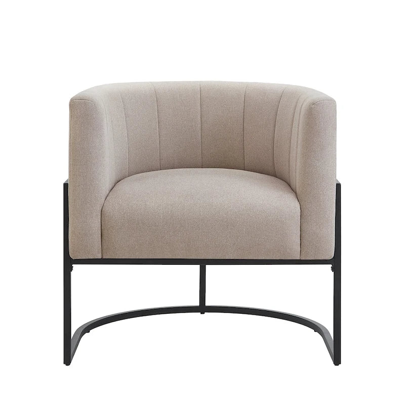 Fauteuil d'appoint Mid-Century avec structure en métal et dossier incurvé