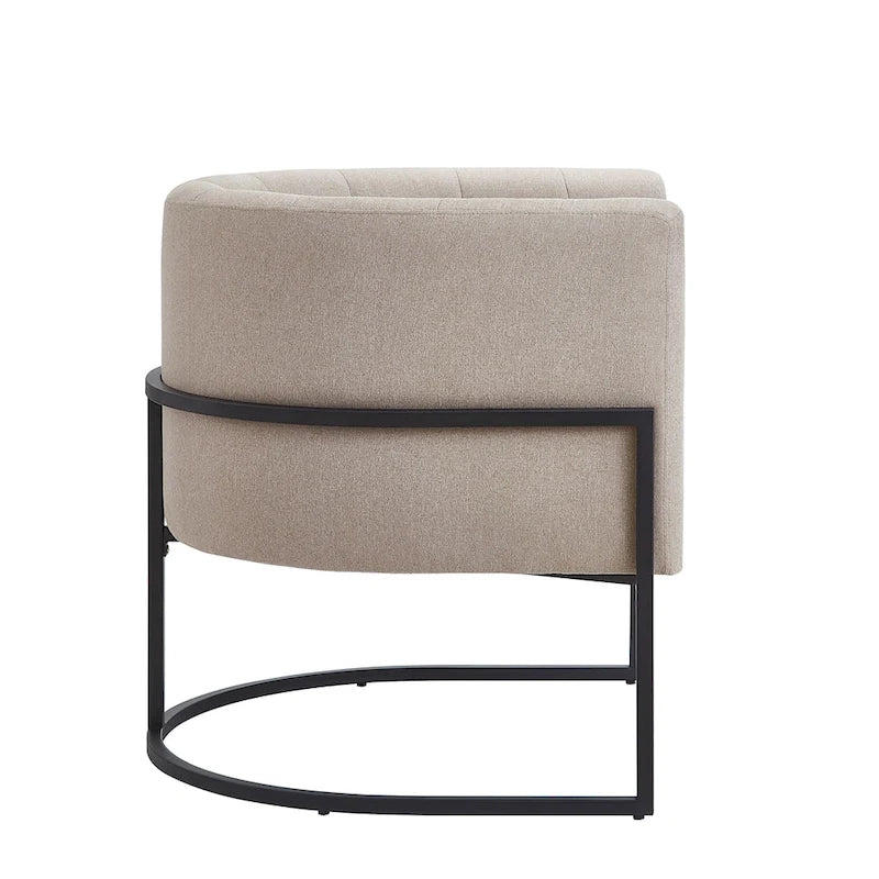 Fauteuil d'appoint Mid-Century avec structure en métal et dossier incurvé
