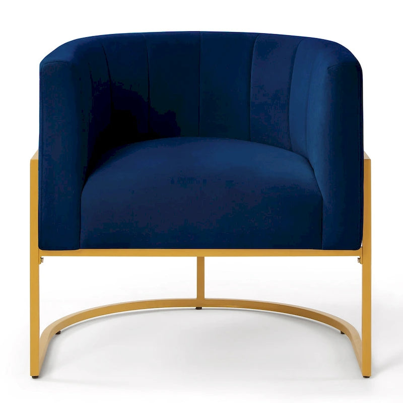 Fauteuil d'appoint Mid-Century avec structure en métal et dossier incurvé