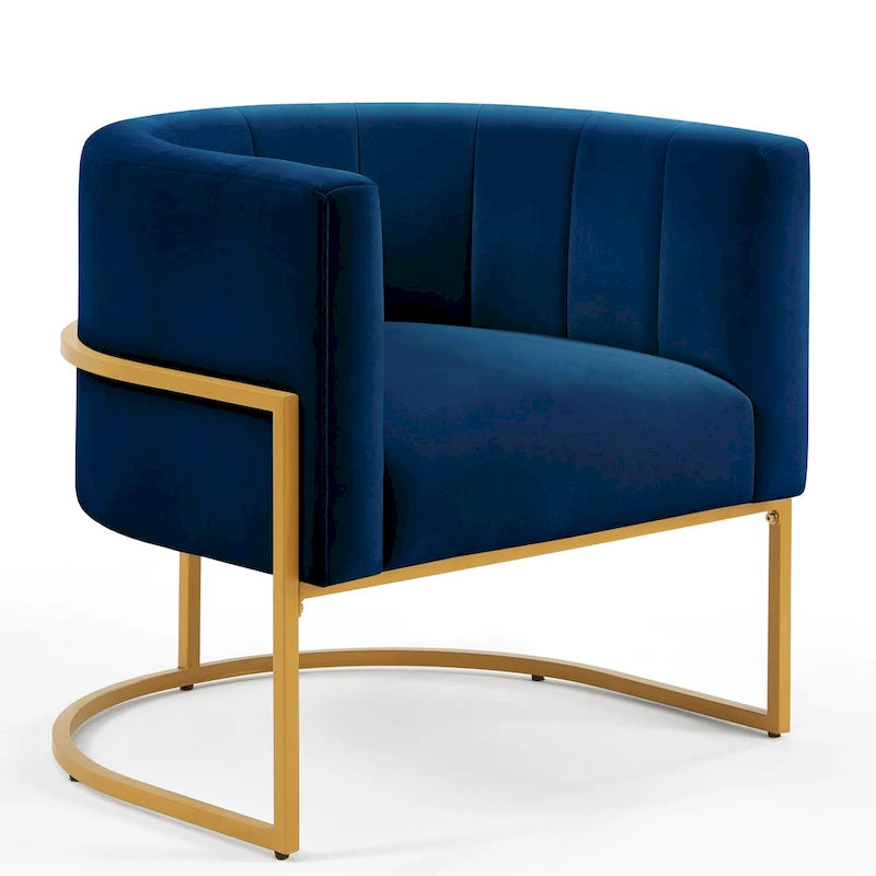 Fauteuil d'appoint Mid-Century avec structure en métal et dossier incurvé