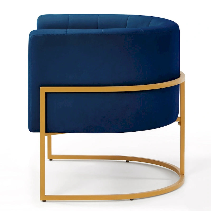 Fauteuil d'appoint Mid-Century avec structure en métal et dossier incurvé