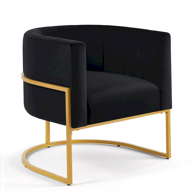 Fauteuil d'appoint Mid-Century avec structure en métal et dossier incurvé