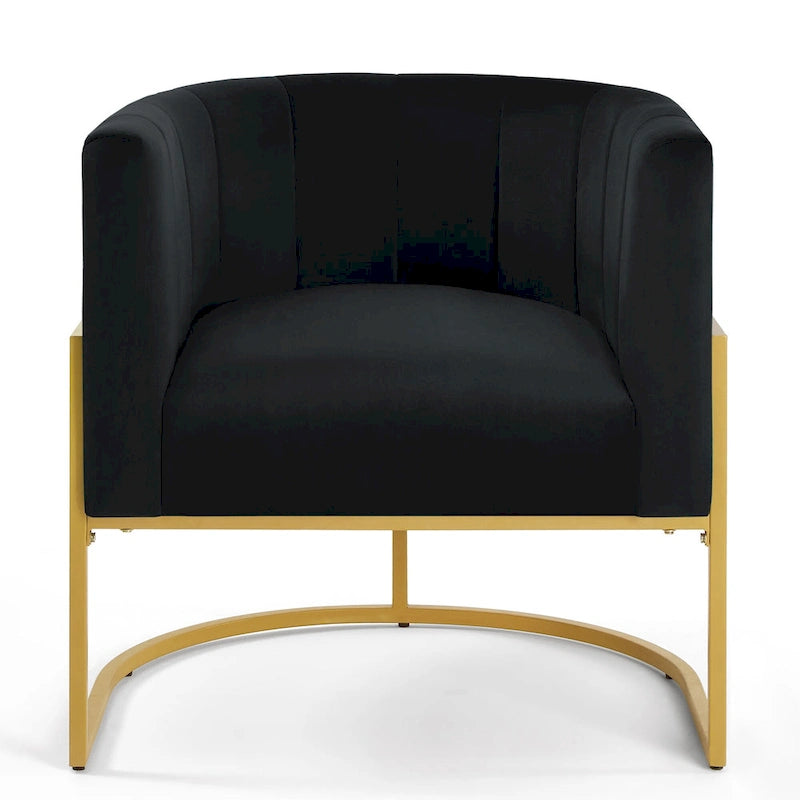 Fauteuil d'appoint Mid-Century avec structure en métal et dossier incurvé