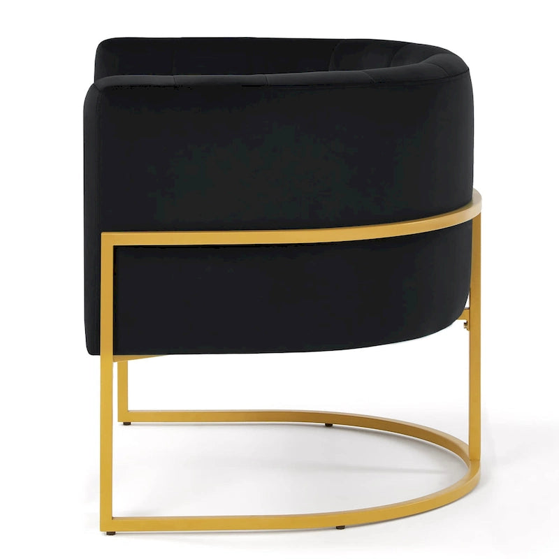 Fauteuil d'appoint Mid-Century avec structure en métal et dossier incurvé