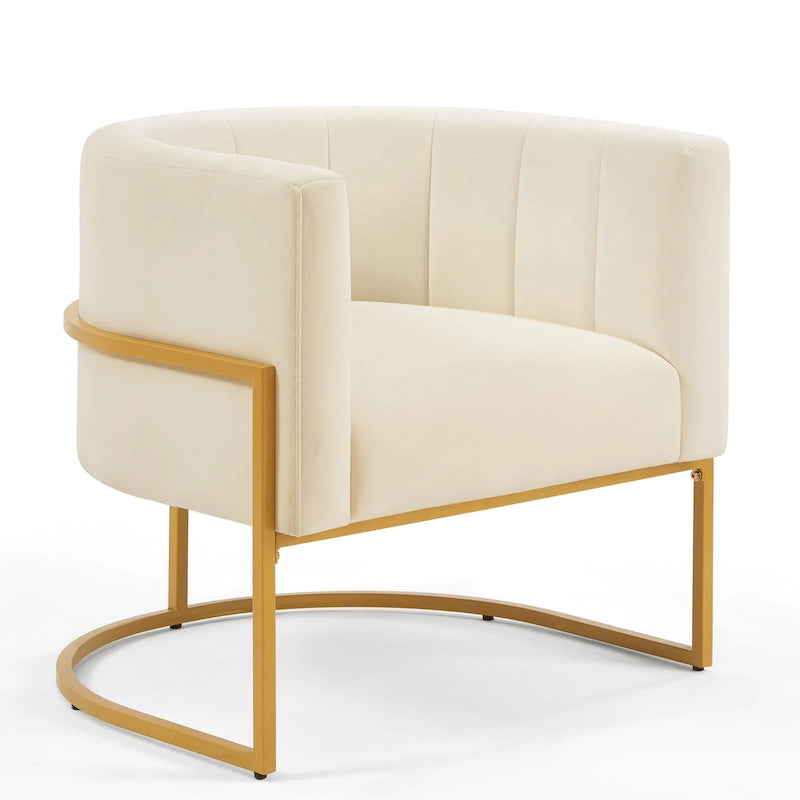 Fauteuil d'appoint Mid-Century avec structure en métal et dossier incurvé