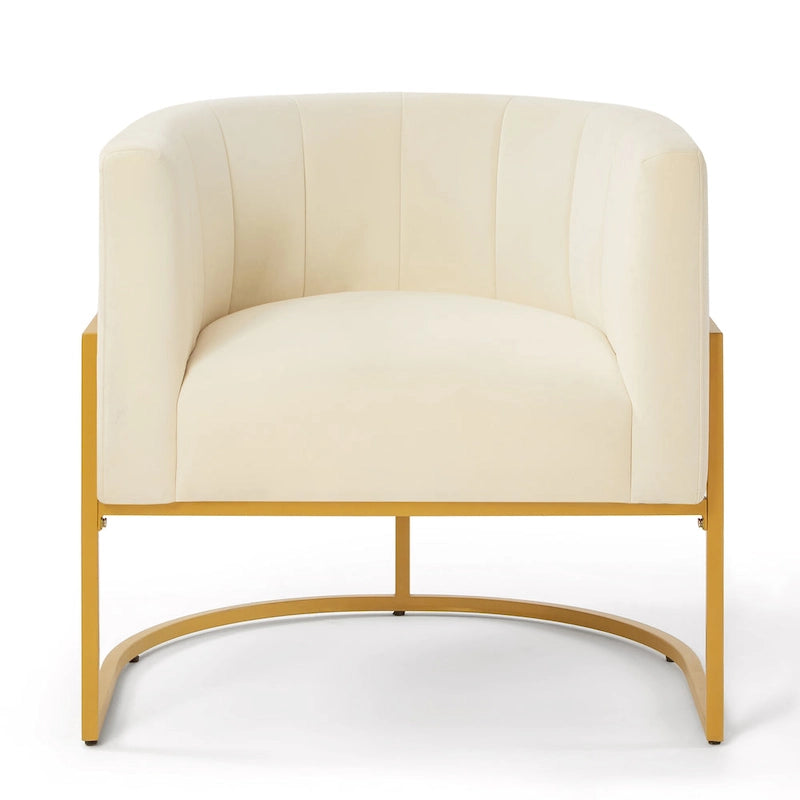 Fauteuil d'appoint Mid-Century avec structure en métal et dossier incurvé