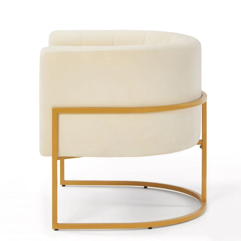 Fauteuil d'appoint Mid-Century avec structure en métal et dossier incurvé
