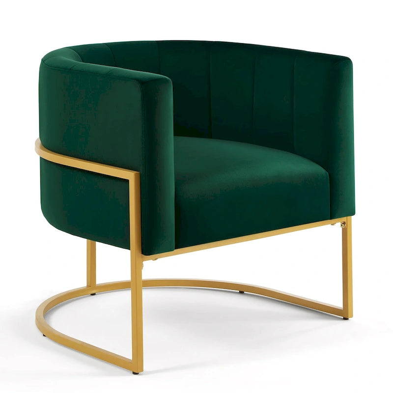 Fauteuil d'appoint Mid-Century avec structure en métal et dossier incurvé