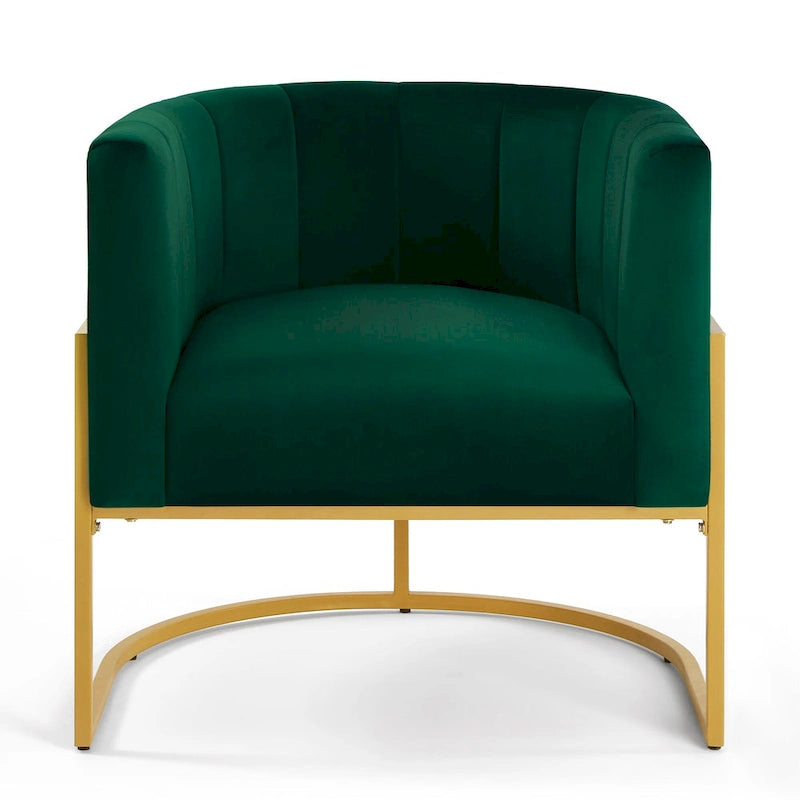 Fauteuil d'appoint Mid-Century avec structure en métal et dossier incurvé