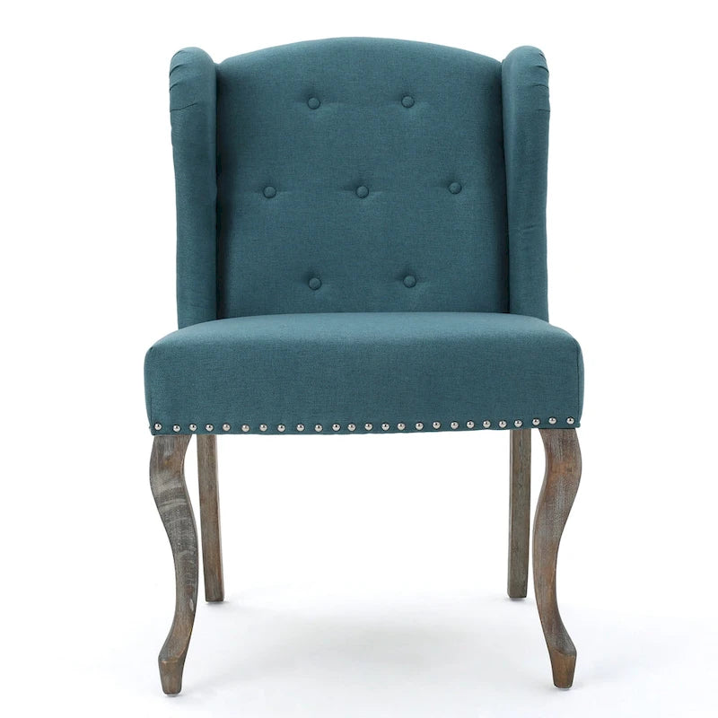 Fauteuil d'appoint capitonné moderne de 60,3 cm avec cadre en bois d'hévéa et clous décoratifs pour salon