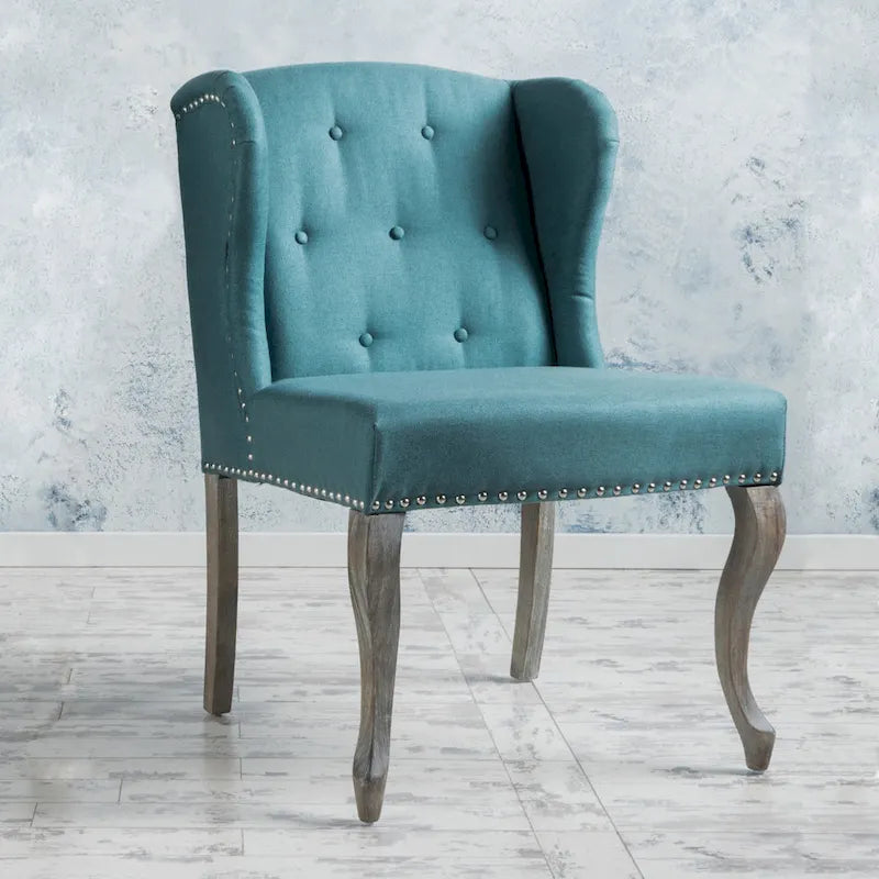 Fauteuil d'appoint capitonné moderne de 60,3 cm avec cadre en bois d'hévéa et clous décoratifs pour salon