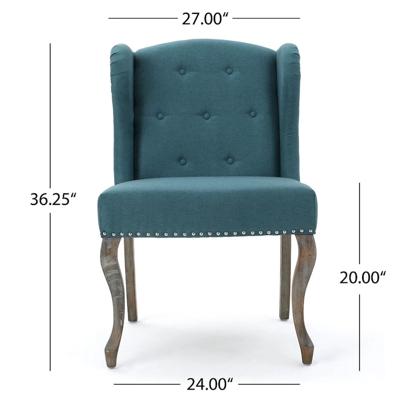 Fauteuil d'appoint capitonné moderne de 60,3 cm avec cadre en bois d'hévéa et clous décoratifs pour salon