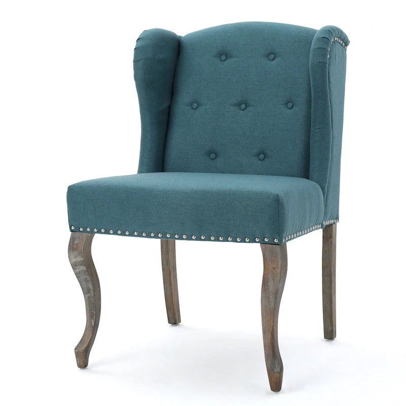 Fauteuil d'appoint capitonné moderne de 60,3 cm avec cadre en bois d'hévéa et clous décoratifs pour salon
